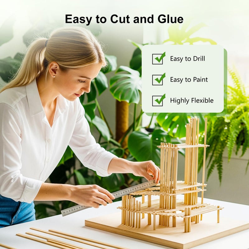 Pllieay 60 Pieces Wooden Sticks for Crafts, Bamboo Sticks Wooden Craft Sticks Extra Long Sticks for Crafting (15.75 Inches Length Ã— 0.35 Inches Width) - Image 4